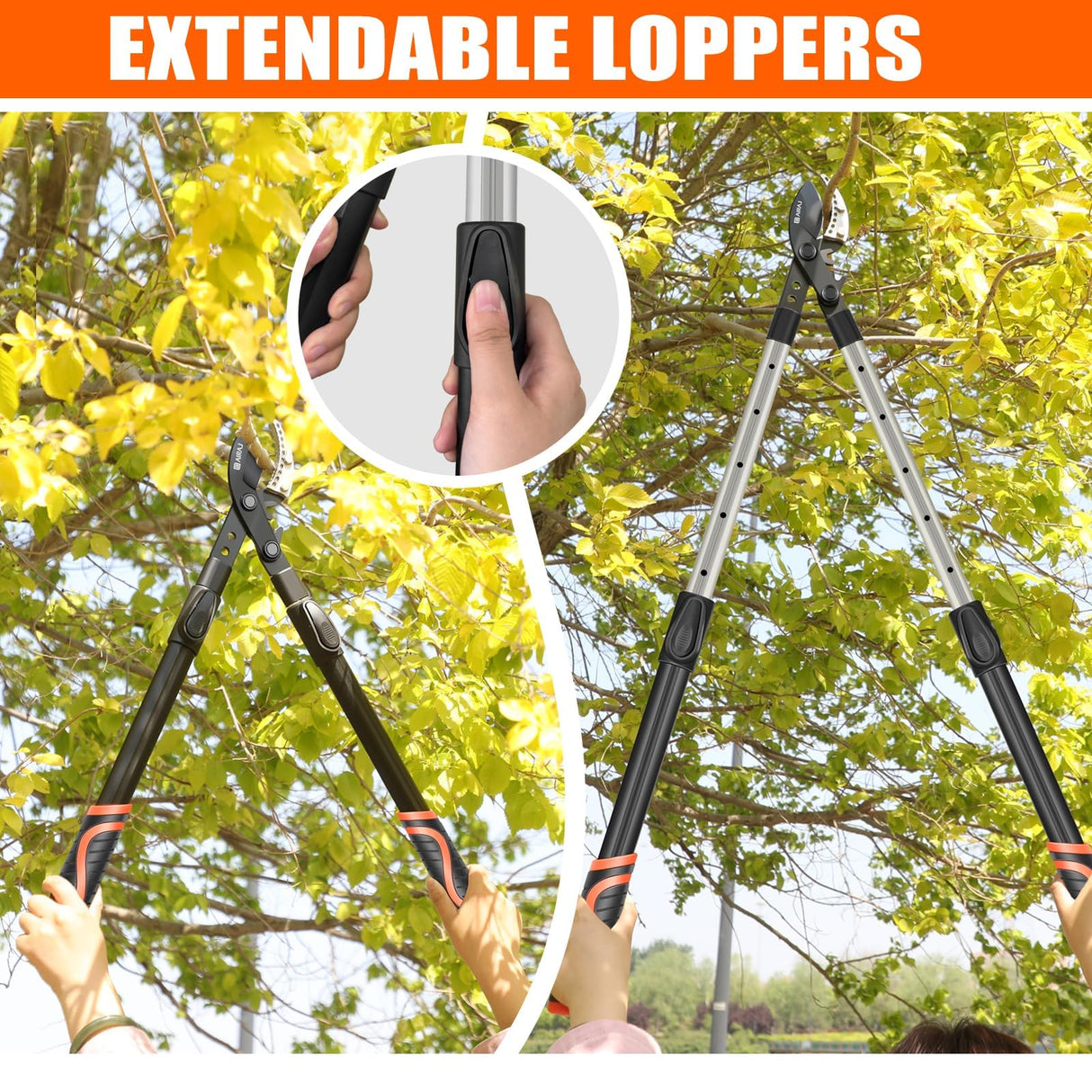 AIRAJ 26-39'' Extendable Anvil Loppers,Heavy Duty Branch Cutter up to 2.75'' Cut Capacity, Tree Trimmer with Compound Action,Tree Prune with Spare Blade,Pruning Shear for Gardening