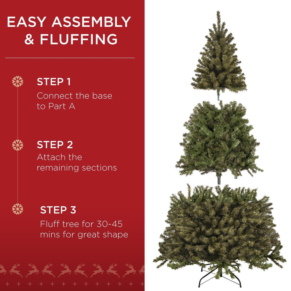 Best Choice Products Artificial Christmas Tree, 7.5ft Premium Unlit Realistic Spruce Holiday Décor w/Dense Branches, Easy Assembly, Metal Base