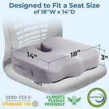 5 STARS UNITED Seat Cushion for Tailbone Pain Relief – Memory Foam Lifting Pillow for Coccyx, Hip, Hemorrhoid, Sciatica & Post-Surgery Recovery – Wheelchair, Car, Desk, Gaming & Office Chairs, L Gray