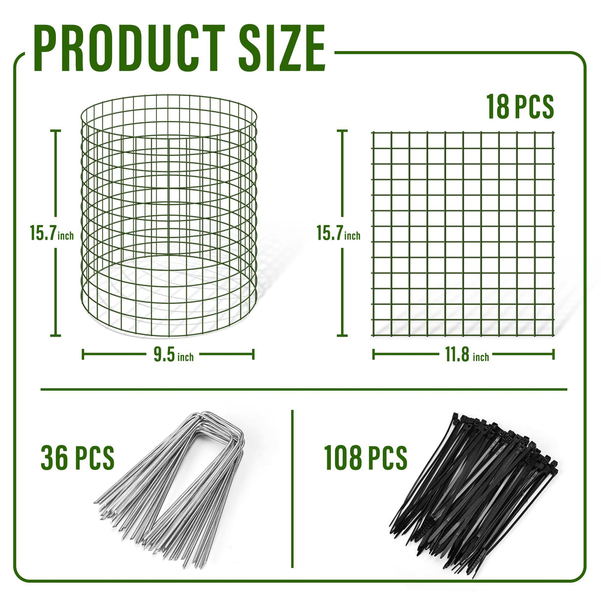 Warmfarm DIY Metal Plant Protectors from Deer, Garden Fencing Animal Barrier Size 11.8 * 15.7 inches, Mesh Plant Cage Chicken Wire Cloche for Plants with Stakes and Nylon Cables