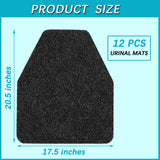 Basima Urinal Mats for Men Bathroom 12 Pack Washable Bulk Rubber Urinal Floor Mats for Toilet Commercial, Non-Slip Disposable Urinal Pads for Mens Room, 17.5" x 20.5", Black