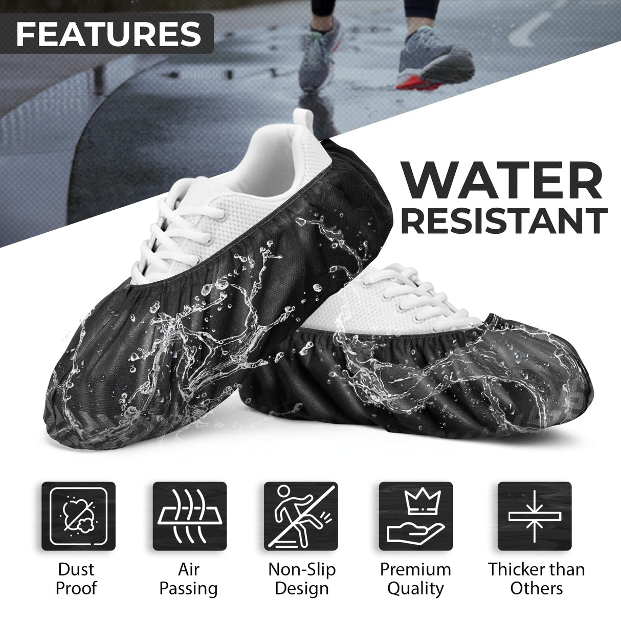 Premium Boot & Shoe Covers Disposable Booties - 100 Pack - Durable, Non-Slip, Non-Toxic, Water Resistant, Recyclable Protectors for Indoor & Outdoor - Large Size Fits Most Shoes