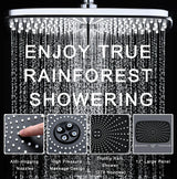BOZYBO Rain Shower Head with Handheld: High Pressure Shower Heads with Handheld Spray Combo, 12" Rainfall Shower Head and 9 Sprays Hand Showerheads with Magnetic Docking and Power Jets, Chrome
