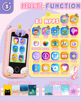 UCIDCI Unicorn Kids Smart Phone Toys for Girls Ages 3-7 with Dual Camera - Toddler Phone with Learning Games, Travel Toys with MP3 Music Player for Christmas, Birthday Gifts for 3 4 5 6 7 Year Old