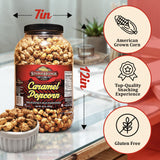 Stonehedge Farms Caramel Flavored Popcorn | 32 oz Large Tub | Perfect for Holidays and Christmas | Bulk Gourmet Popped Sweet Snacks | Made in the USA