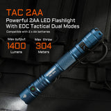 ACEBEAM TAC 2AA EDC Tactical Dual Modes Flashlight, 1400 High Lumens Flashlight, Dual Switch Pocket LED Flashlight, Super Bright Small Flash Light for Emergency, Camping, Home(SFT-25R HI)