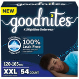 Goodnites Boys' Nighttime Underwear, Size XXL (120-165 lbs), 54 Ct, Packaging May Vary