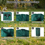 5-Pack 72 Gallon Yard Waste Bags,Reusable Collapsible Garden Leaf Bags with Plastic Ring,Standable,with Gardening Gloves,for Camping & Recycling Leaves,Lawn Debris & Grass Clippings
