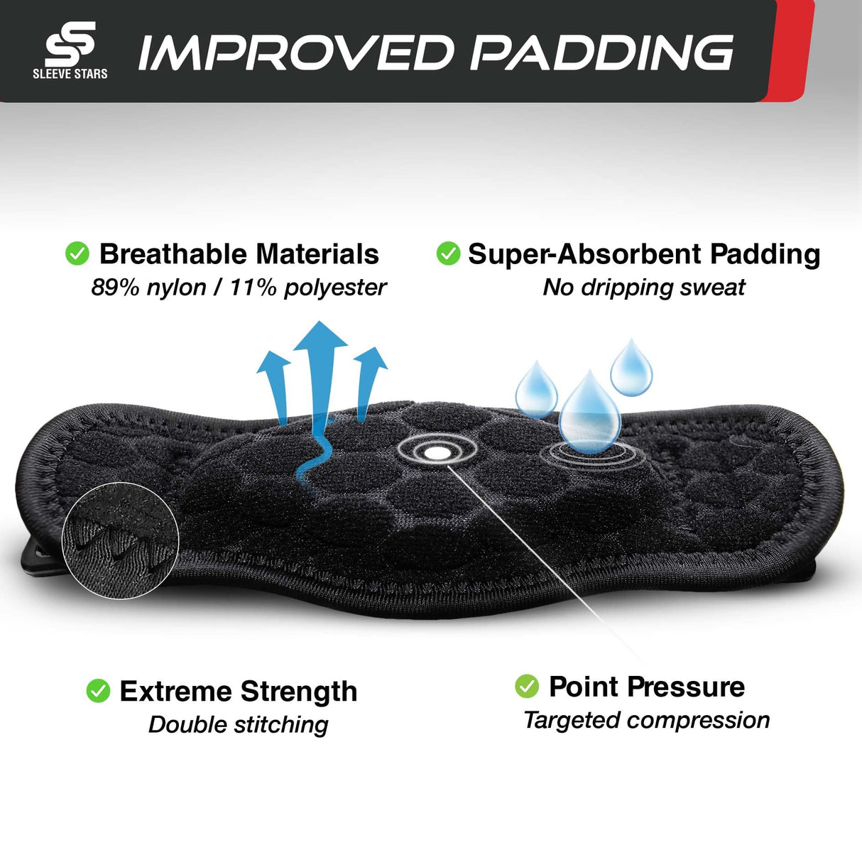 Sleeve Stars Tennis Elbow Brace for Women - Adjustable Tennis Elbow Strap, Golfers Elbow Brace for Men, Counterforce Brace for Tennis Elbow for Tendonitis Relief, Fits 9"-23" (Pair/Black)