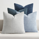 MIULEE Pack of 4 Decorative Textured Boucle Christmas Throw Pillow Covers 18x18 Inch Neutral Blue Accent Solid Pillow Cases Couch Cushion Covers for Modern Farmhouse Boho Bed Livingroom Home Decor