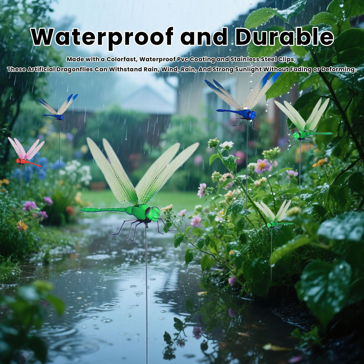 3D Dragon Fly Clip, Dragon Fly Clips for Bugs - Double Reinforced Wings/Upgraded Strong Clip, PVC Waterproof Wings Never Fade, 1:1 Realistic Fake Dragonfly Clips to Keep Bugs Away (24 PCS)