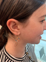 Earrings for Girls - 14k Gold-Plated Multi Color Rainbow Dangle Lever-back Earring - Hypoallergenic and Nickel Free For Sensitive Ears (Heart)