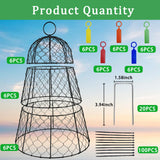 6 PCS 17.7"H X 11.42"D Garden Cloches,Chicken Wire Plant Covers Protectors Modular Design for Customizable Protection,Rust-Proof Heavy Duty Metal Plant Cage for Seedlings Flowers Protect from Animals