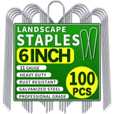 ToolTide 100 Pack 6 Inch U Shaped Garden Stakes Drip Irrigation Stakes