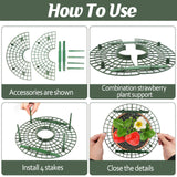 COZYDIG 4 Sets Strawberry Plant Support with Mesh Plant Cover,Strawberry Growing Racks Sets with Iron Plant Nails and Storage Bag for Garden Strawberry Vegetables(White Net - Round)