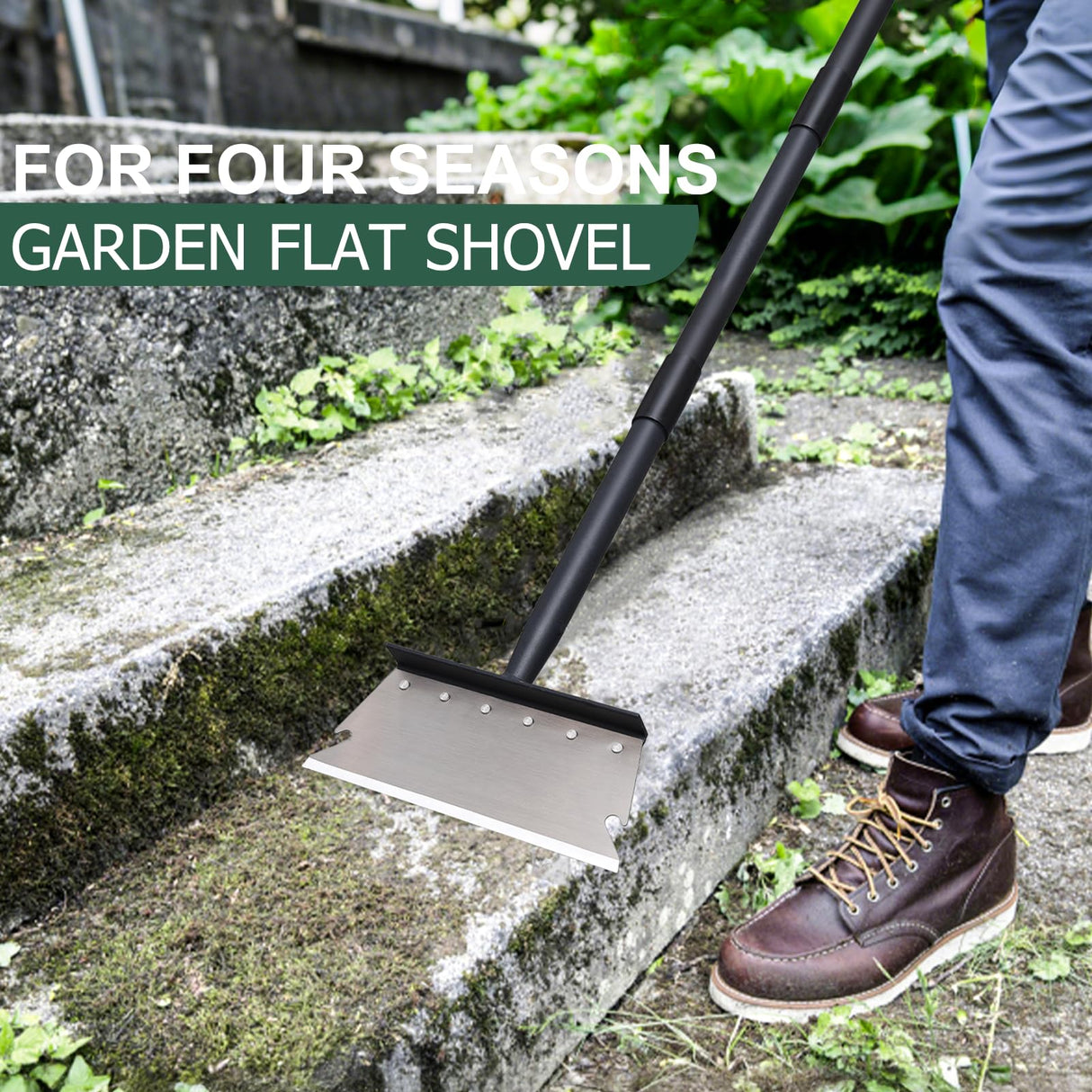 Garden Cleaning Shovel, Snow Shovel, Ice Scraper, 59 Inch Adjustable Handle Heavy Duty Garden Shovel Multifunctional Cleaning Shovel, for Lawn Edging, Scraping, Weed and Ice Removal