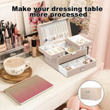 Dajasan Jewelry Box Organizer, Jewelry Boxes for Women Girls, 3 Layers Jewelry Gift Box for Christmas, Valentine's Day, Birthday, Mother's Day (Champagne)