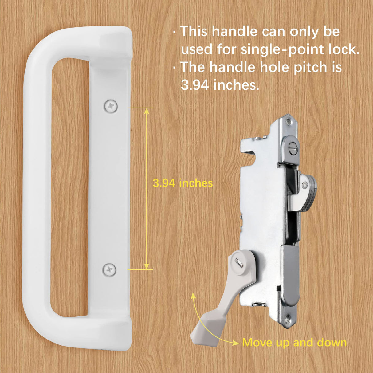 House Guard Sliding Patio Door Handle Set, Mortise Lock, 3-15/16", White