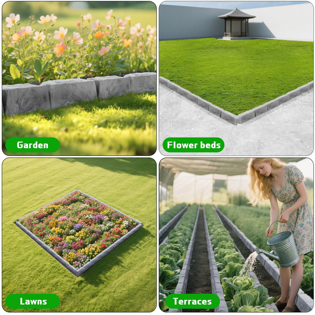 16 Pack Garden Landscape Edging Borders, Lawn Edging for Landscaping, No Dig Fencing Lawn Border, DIY Outdoor Patio Yard Balcony Landscaping, for Lawn Yard Pathway Divider 20 Ft Total