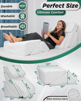 Lunix 6pcs Orthopedic Bed Wedge Pillow Set, Post Surgery Memory Foam for Back, Neck, and Leg Pain Relief, Adjustable Sitting Pillow for Sleeping, Acid Reflux and GERD, Hot Cold Pack, White