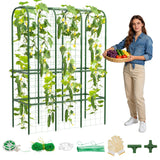 62" Tall Cucumber Trellis for Raised Bed, Garden Trellis for Climbing Plants Outdoor, U-Shape Metal Arch Vegetables Trellis Plant Support for Zucchini Squash Vines