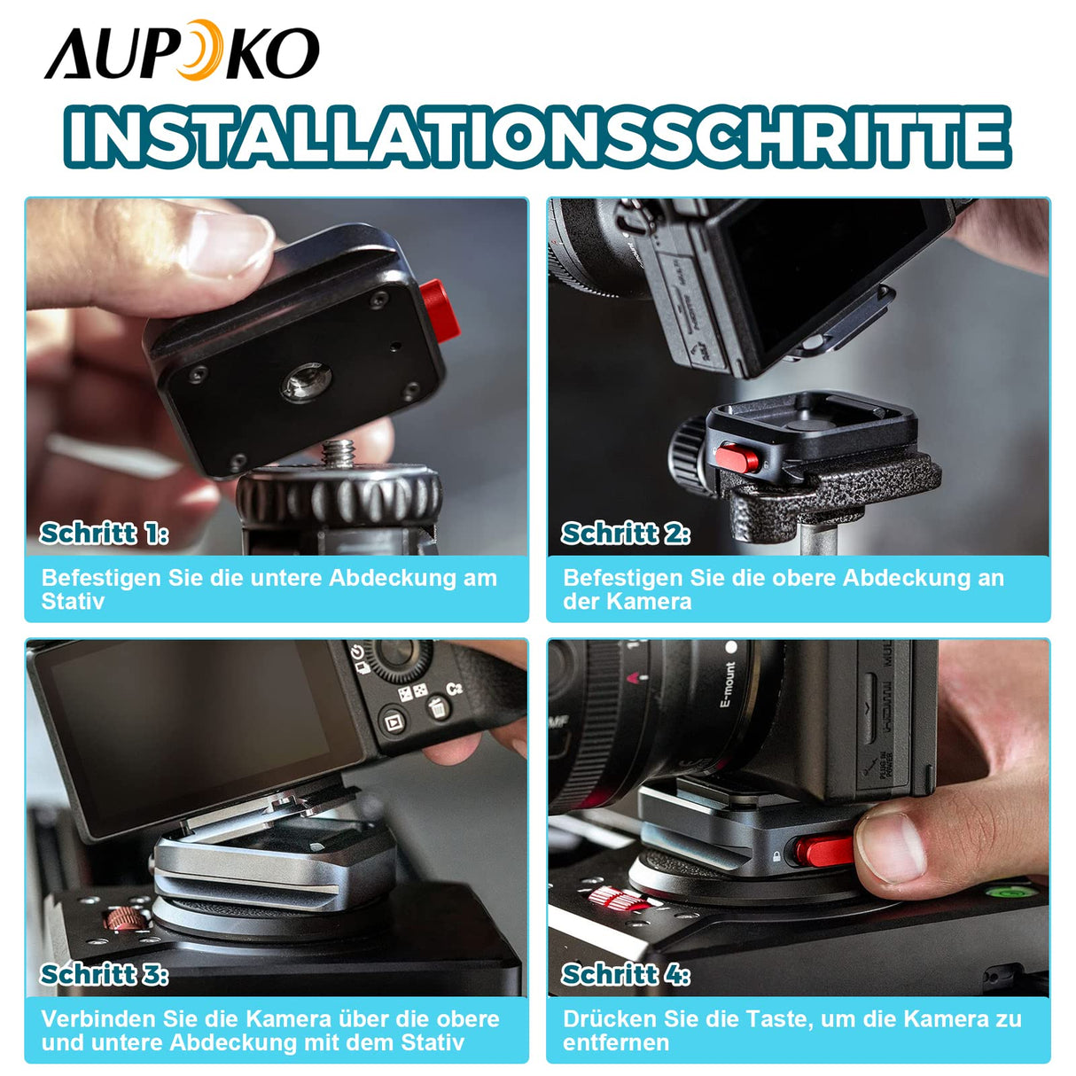 Aupoko Quick Release Plate 1/4" to 3/8" Compatible with Arca Swiss, Cl01 Claw Quick Release Plate with 2 Buttons for DSLR/Micro SLR/Digital Camera/Stabiliser/Tripods