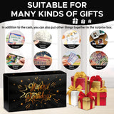 WenmthG Happy Birthday Surprise Gift Box Explosion for Money - DIY Pop Out Folding Bounce Explosion Gift Box with Confetti - Birthday Money Bank - Cash Gift Idea for Women Men Kids (Black Gold)