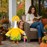 GJL Raincoat Porch Goose Outfits Fit 23 Inch Plastic Cement Goose Statue, Lawn Goose Clothes Set with Umbrella and Hat for Spring Summer Outdoor Yard Garden Decor