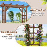 Giantex 7FT Wood Garden Arbor Trellis, Wooden Wedding Arch for Ceremony