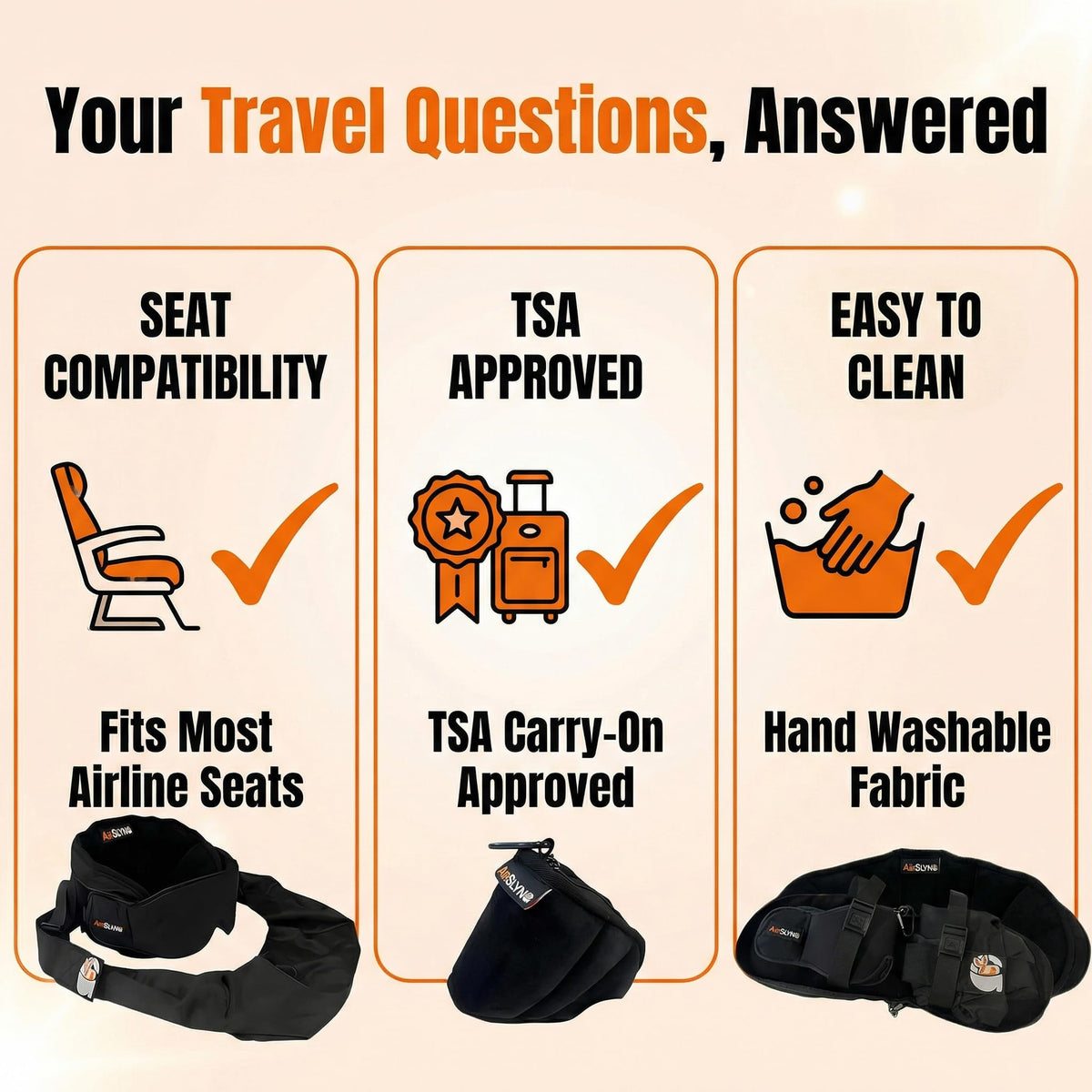 3-in-1 Airplane Sleep Support System - Integrated Plane Sleeping Accessories with Memory Foam Long Haul Flight Pillow, Adjustable Travel Eye Mask, and Blanket-Like Body Sling - Fits in Carry On