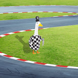 CAMDUCK Porch Goose Outfits Geese Race Car Driver Costume Clothing Racer Jumpsuit Clothes Lawn Goose Racing Suit with Tire Cap Flag Trophy Yard Goose Accessories for Garden Outdoor Decor
