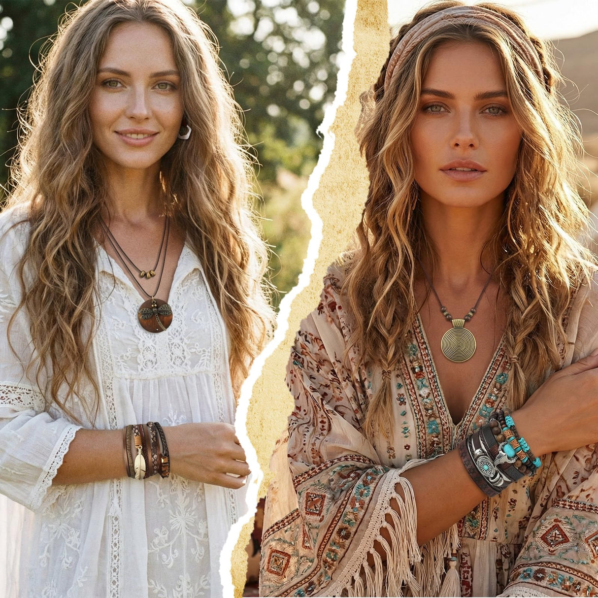 12 Pcs Boho Jewelry Set for Women Western Jewelry Long Pendant,Vintage