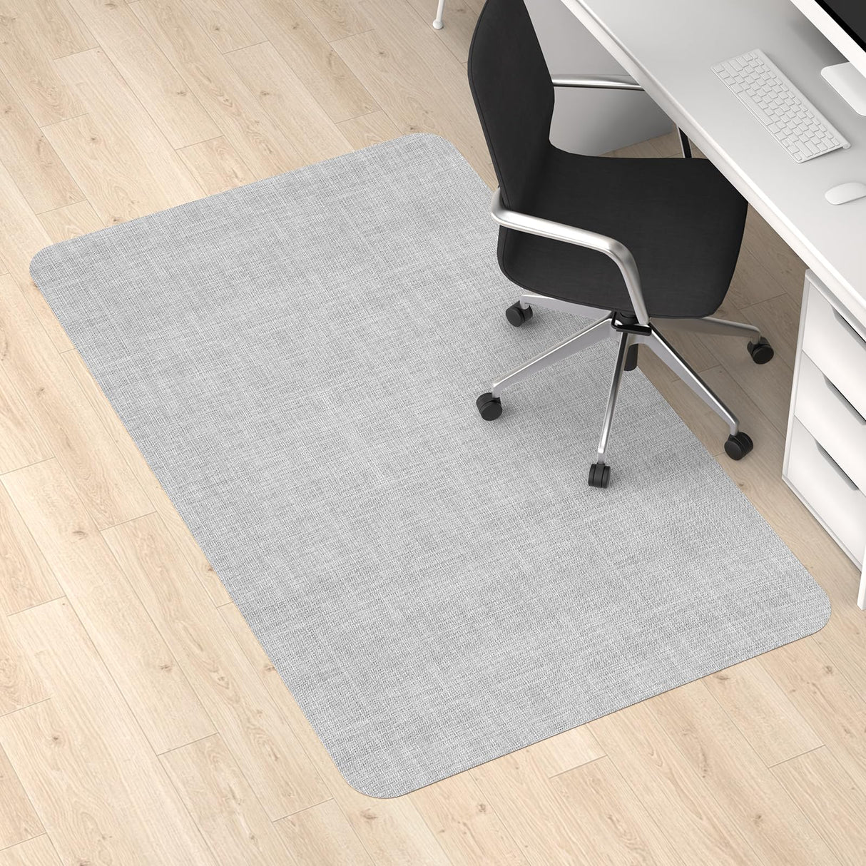 Blvornl Office Chair Mat - 35"x 48" Desk Computer Mat for Hard Wood and Tile Floor, Large Anti-Slip Hard Floor Protector, PVC Mat Desk Rug Light Grey