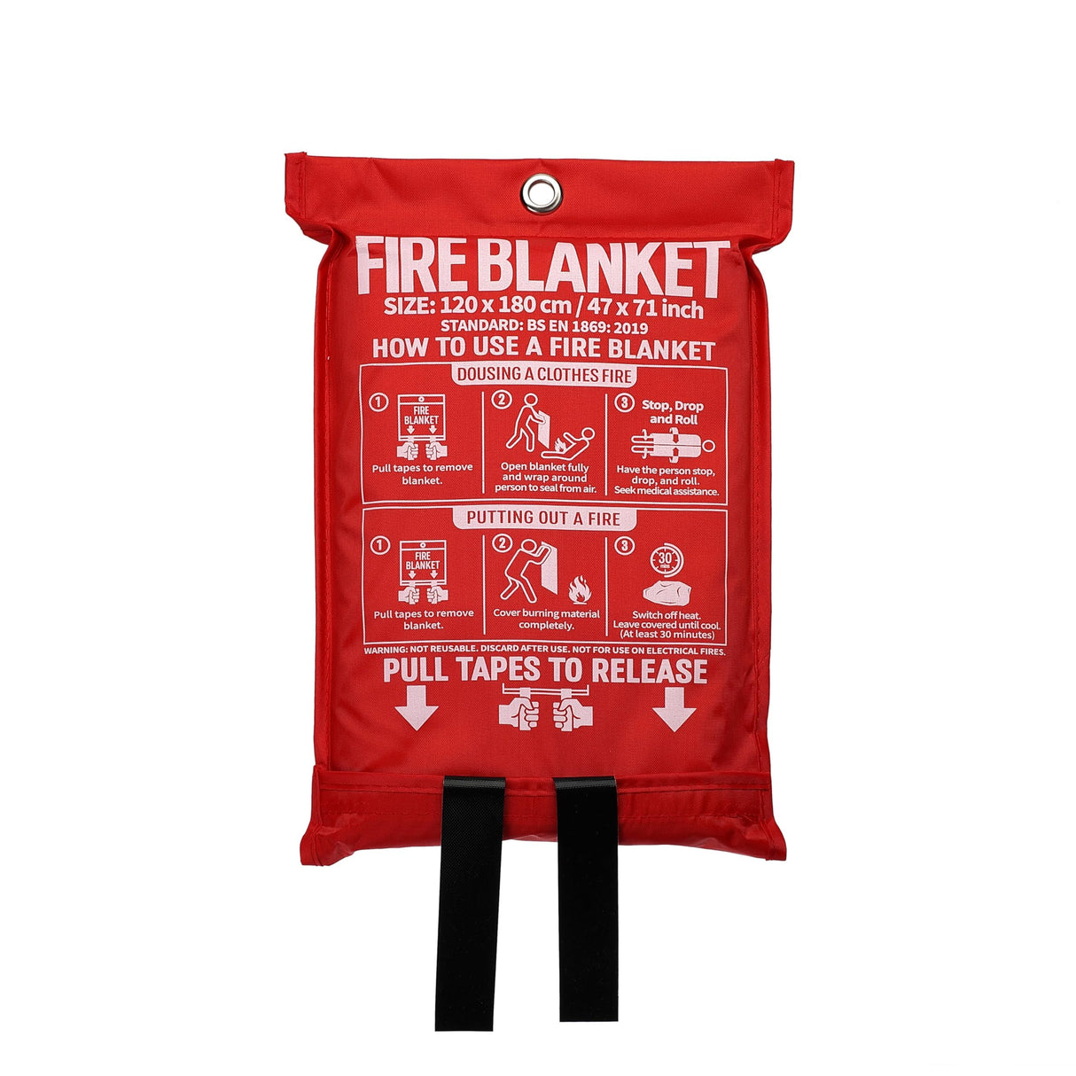 WUERLI Fire Blanket, 47" x 71",Fiberglass Fire Blanket for Camping and Fire Fighting Shelters