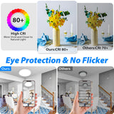 Peasur 12Inch LED Ceiling Light Flush Mount, 5CCT 3000K-6500K Adjustable Ceiling Light Fixture, 2400LM 24W Bright White Flat Lighting Fixture for Hallway Kitchen Bathroom Bedroom, 6Pack