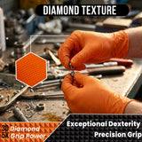 ANBOSON 10 Mil Diamond Textured Nitrile Gloves, Heavy Duty Disposable, Extra Thick, Latex & Powder Free, Chemical and Puncture Resistant, Ideal for Auto Repair, Cleaning, Painting, X-Large