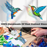 2 Packs Hummingbird Stained Glass Window,Real Handmade Stained Glass Window Hanging,Hummingbird Ornament,Suncatchers Decor for Women Mom Grandma Bird Lovers