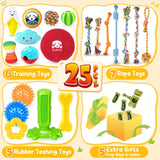 KIPRITII 25 Pack Various Dog/Puppy Toys Set for Small & Medium Dogs