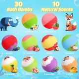 30 Pack Bath Bombs for Kids with Toys Inside, Kid Bath Bombs Gift Set with 30 Sea & Land & Sky Animal Surprise Toys, Stocking Stuffers for Kids Boys Girls, Christmas Gift, Natural Bubble Bath Fizzy