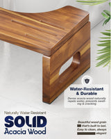 BLUEWEST Foldable Toilet Stool, Acacia Wood Poop Stool for Potty Training, 7 Inch Non-Slip Bathroom Step with Collapsible Design for Adults