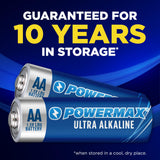 Powermax 60-Count Double AA Batteries, Ultra Long Lasting Alkaline Battery for Home and Office, 10-Year Shelf Life, Reclosable Packaging