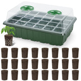 Upgrade Grow Sponges with Tray, 24 Pack Seed Starter Pods & Starter Plugs for Cuttings, Hydroponic Grow Sponges for Seed Starting, Plant Plugs for Herbs Vegetables Flowers, Easy Transplant Rooter Pods