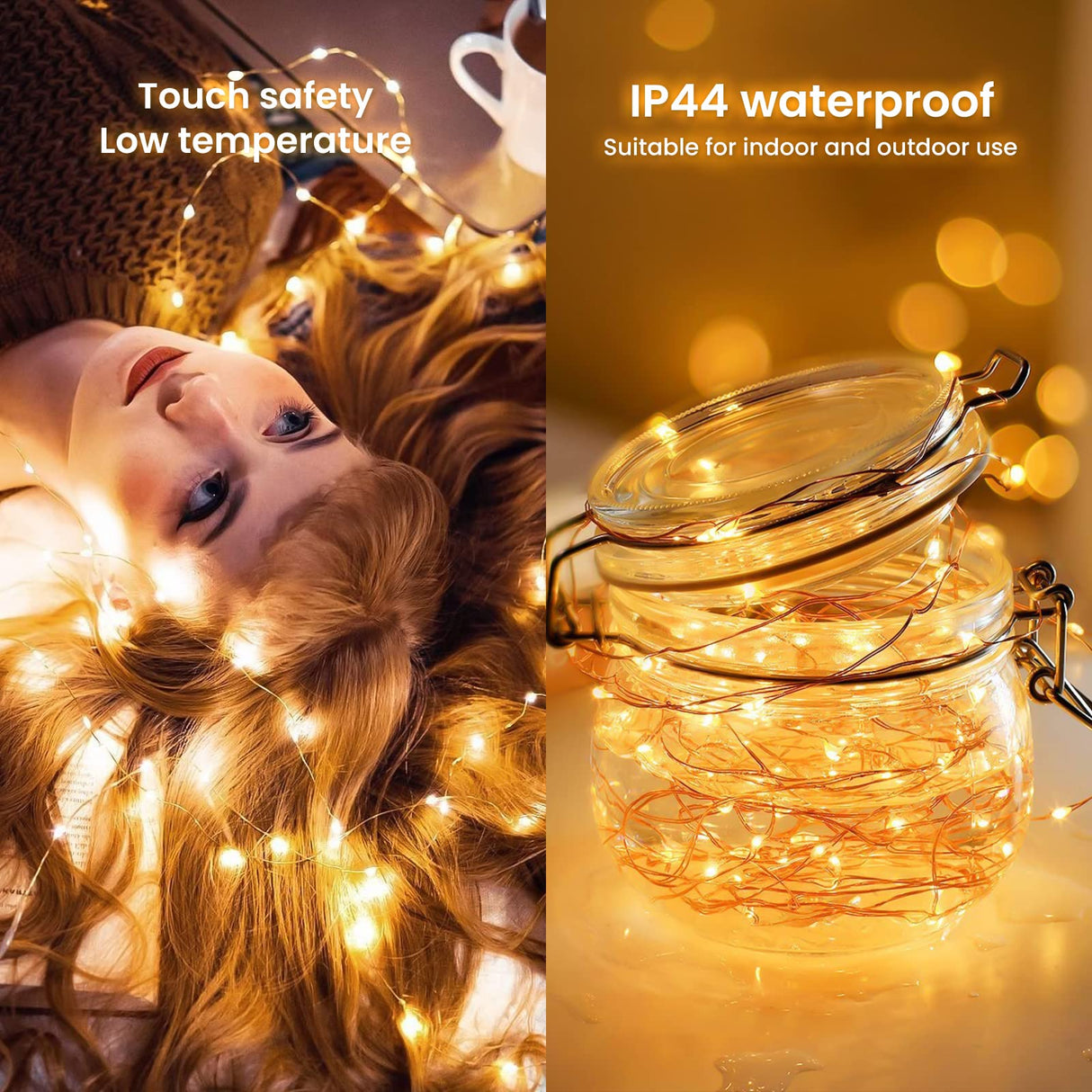 Dailyart 300 LED Fairy Lights with Remote, Warm White, 8 Modes, Plug in, Waterproof, Christmas Decoration, 10ft