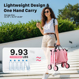 HOMBETTA 29.3" Collapsible Wagon Cart, 150L Heavy Duty Folding Utility Wagon with Wheels, 260 lbs Load, Portable Rolling Cart for Garden, Shopping, Sports, Camping, Pink