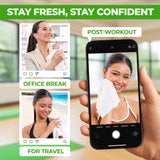 Body Wipes for Women, Extra Moist No Rinse Bathing Wipes - 50 XL Shower Cloths + 4 Travel Size Bath Sheets - 9"x12" After Gym & Post Workout Deodorant, Disposable Washcloths, Womens Hygiene Essentials