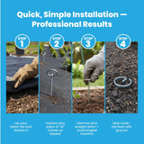 Super Geotextile Round Top Landscape Pins – 11 Gauge Heavy Duty 6 Inch Galvanized Steel Stakes for Landscape Fabric and Weed Barrier, 100 Pack