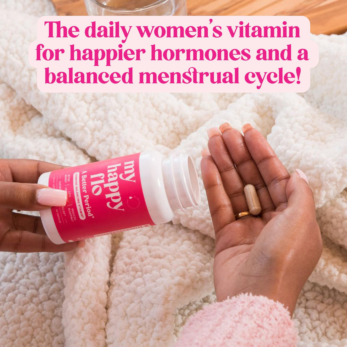 My Happy Flo PMS Support Supplement for Women with Iron, PMS Relief Hormone Support for Women, 10-in-1 PMDD Supplements for Women | DIM & I3C Indole-3-Carbinol for Cramp Relief, Heavy Flow - 60 Caps