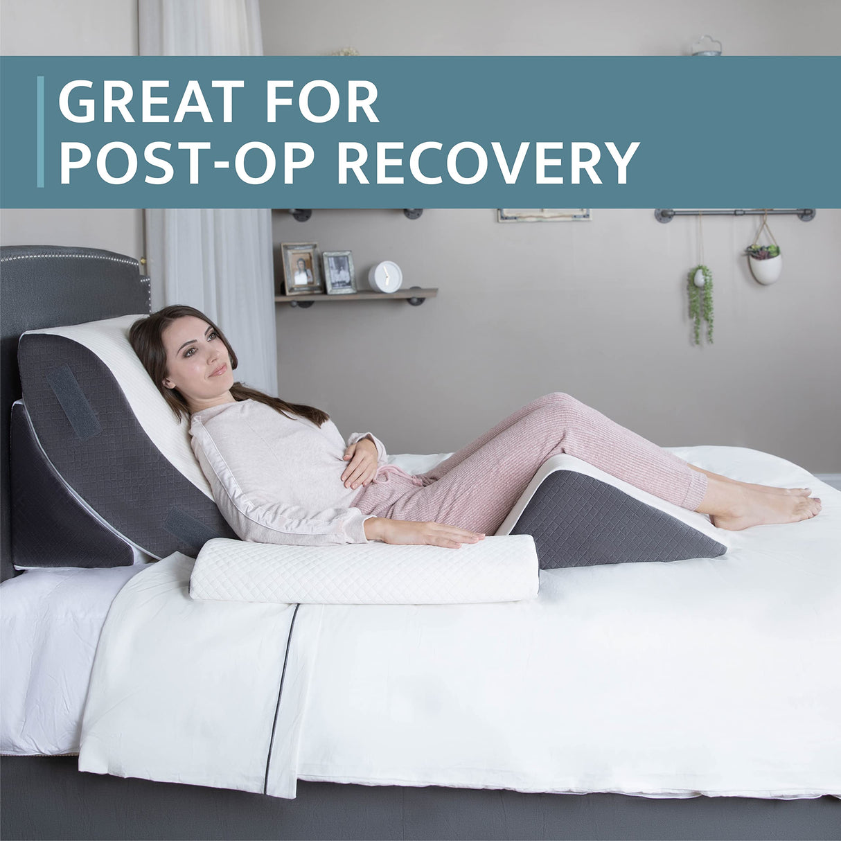 Kölbs Bed Wedge Pillow Chic Jacquard Cover Wedge Pillow for Sleeping and Acid Reflux, Heartburn (4 Piece Wedge Set)