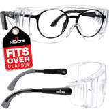 NoCry Tinted Safety Glasses Over Eyeglasses for Men and Women with Anti Scratch Wraparound Lenses — UV400 and ANSI Z87 Certified — Adjustable Temples with Anti-Slip Tips — Great for Shooting
