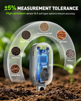 RAINPOINT Smart Soil Moisture Meter for Plants, Soil Hygrometer Sensor, Real-time Monitor Humidity Tester for Gardening, Farming, Indoor and Outdoor Plants Care, HWG023/HWG040 WiFi Hub Needed (Green)